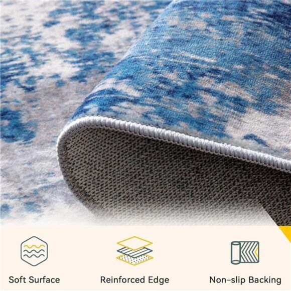 Washable Area Rugs 6'x9' Non-Slip Modern Abstract Soft for Living Room Entryway - Picture 3 of 7